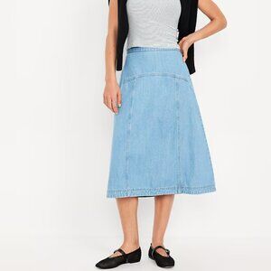 Old Navy Light Dip Mid-Rise Jean Midi Skirt/NWT/6
